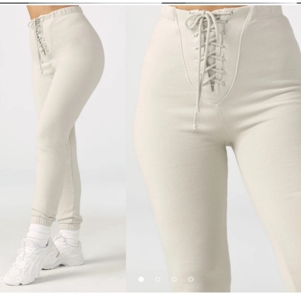 Joah Brown Lace Up High-waist Jogger Pants Size S/M